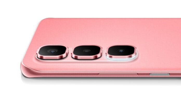 infinix-hot60-pro-plus-camaras-traseras-rosa-coral-colombia Sistema de triple cámara del Infinix HOT 60 Pro+ en color rosa coral con zoom óptico 2X y procesamiento IA, disponible en Colombia por $899.900 COP