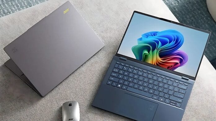 acer-laptop-coworking-purifiedview-copilot-2025 Laptop Acer con tecnología PurifiedView y Copilot para trabajo remoto y coworking, mostrando pantalla colorida y diseño profesional 2025