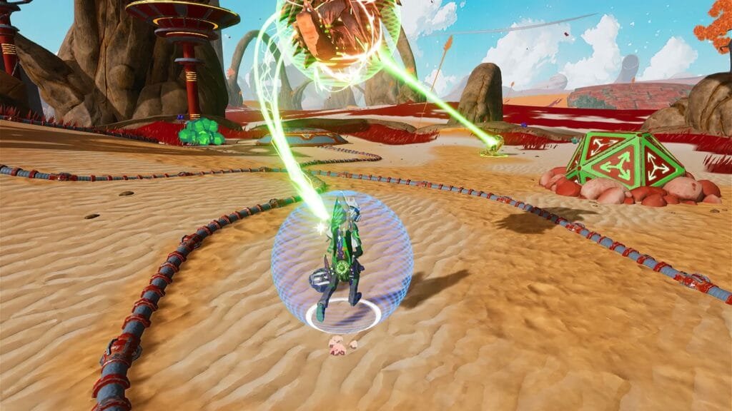 Combate con hoverboard en Star Overdrive, jugabilidad de mundo abierto en Nintendo Switch