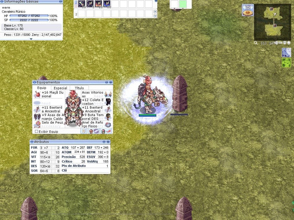 Configuración build dragón Caballero Rúnico Ragnarok Online América Latina con equipamiento DEX y atributos optimizados aliento
