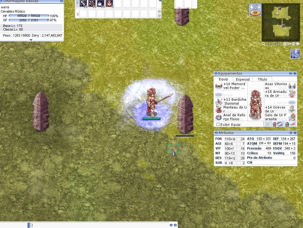 Build lanzas Caballero Rúnico con conjunto Peuz y configuración espadas Ragnarok Online América Latina equipamiento