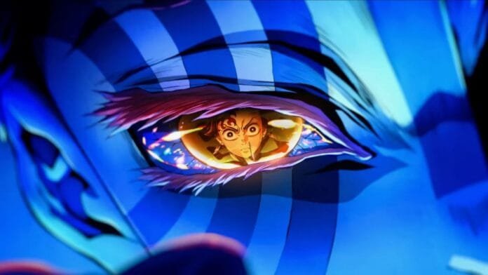 akaza-castillo-infinito-demon-slayer-gameplay kaza Castillo Infinito en combate en Demon Slayer Hinokami Chronicles 2 mostrando técnicas de Arte Demoníaco