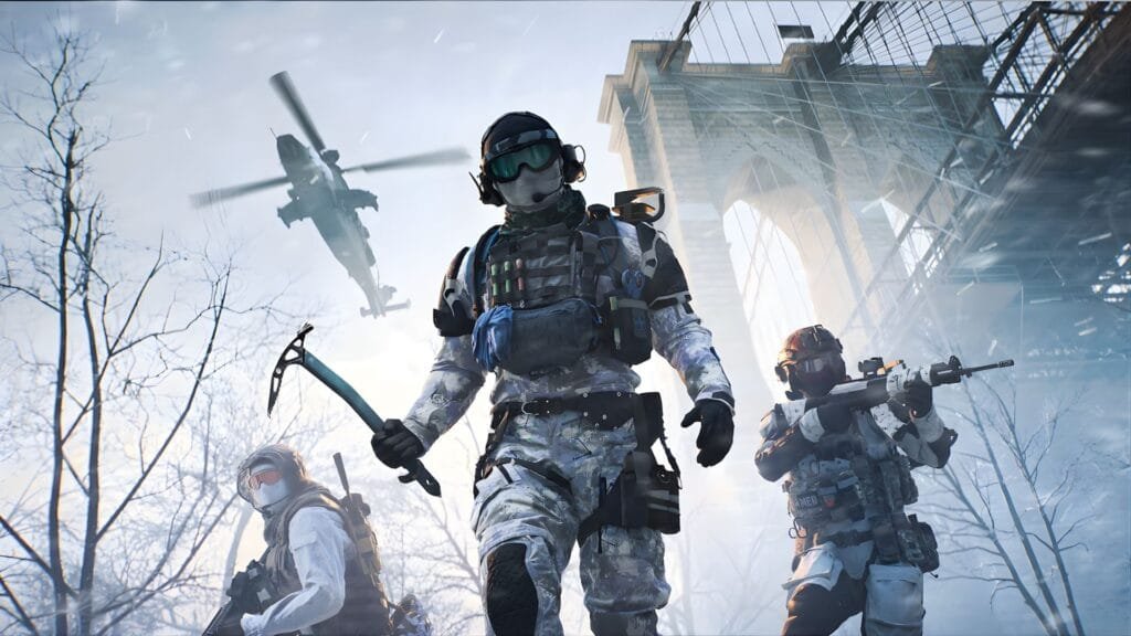 Mapa Empire State de Battlefield 6 cubierto de nieve en la actualización Bloqueo Helado