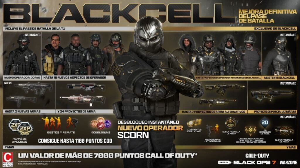Operador Scorn exclusivo de BlackCell Temporada 1 Black Ops 7