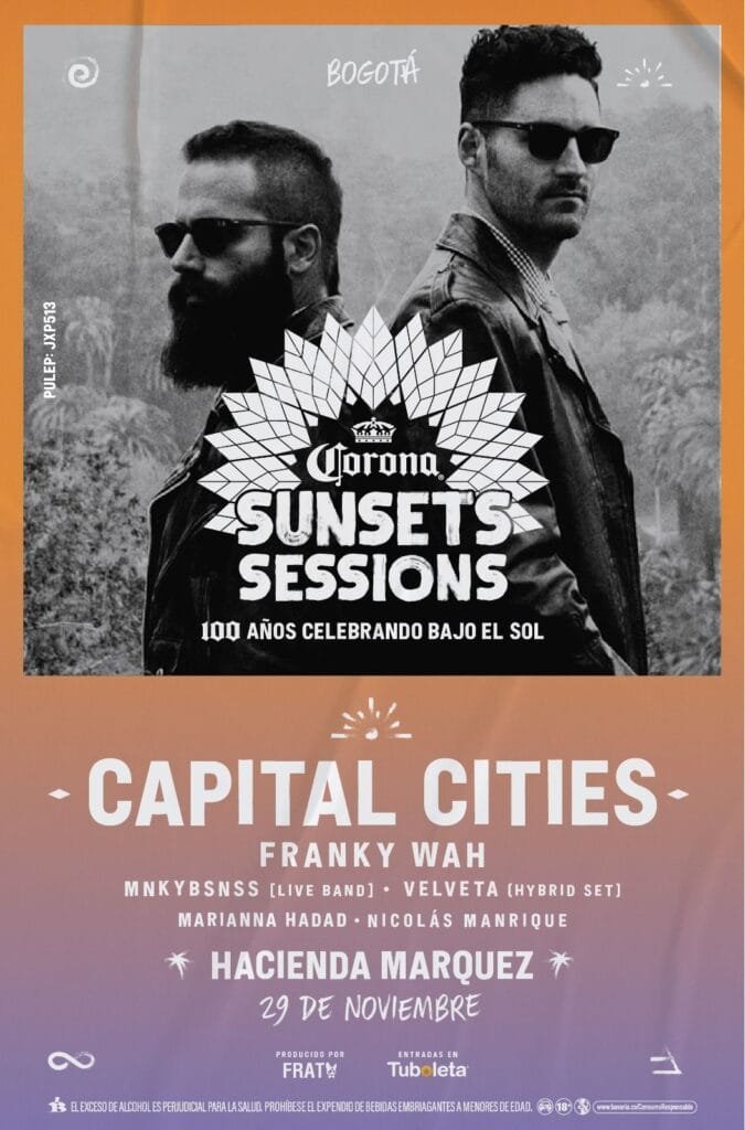 Lineup completo Corona Sunsets Bogotá con Capital Cities y Franky Wah