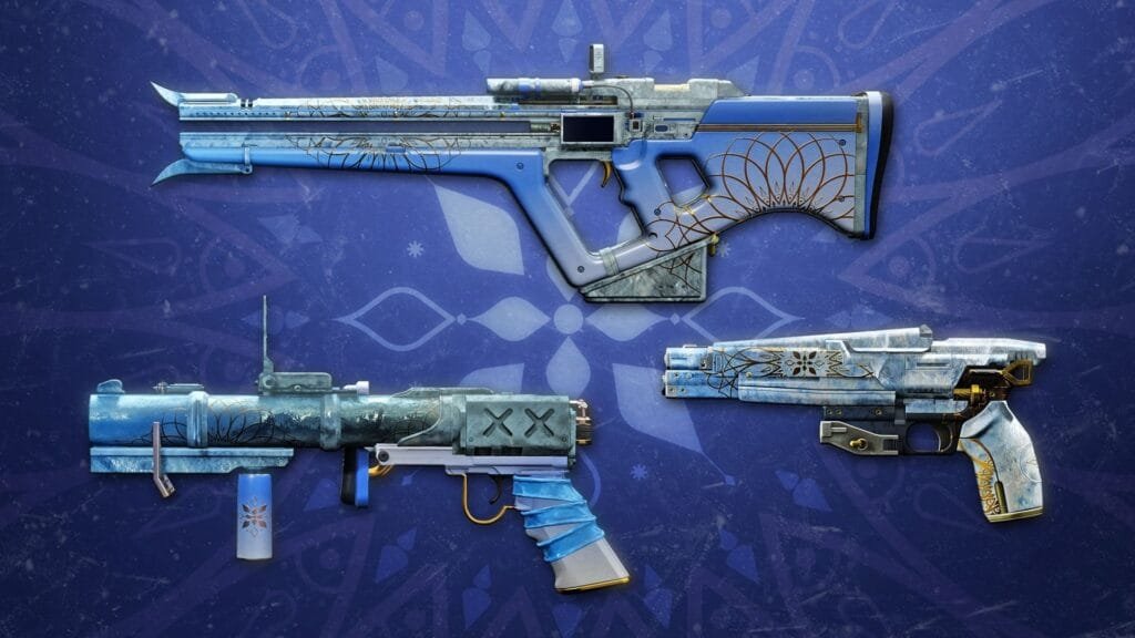 Tres armas exclusivas del evento La Aurora en Destiny 2: Punto Fimbulvetr, Grieta Mistral y Permafrost