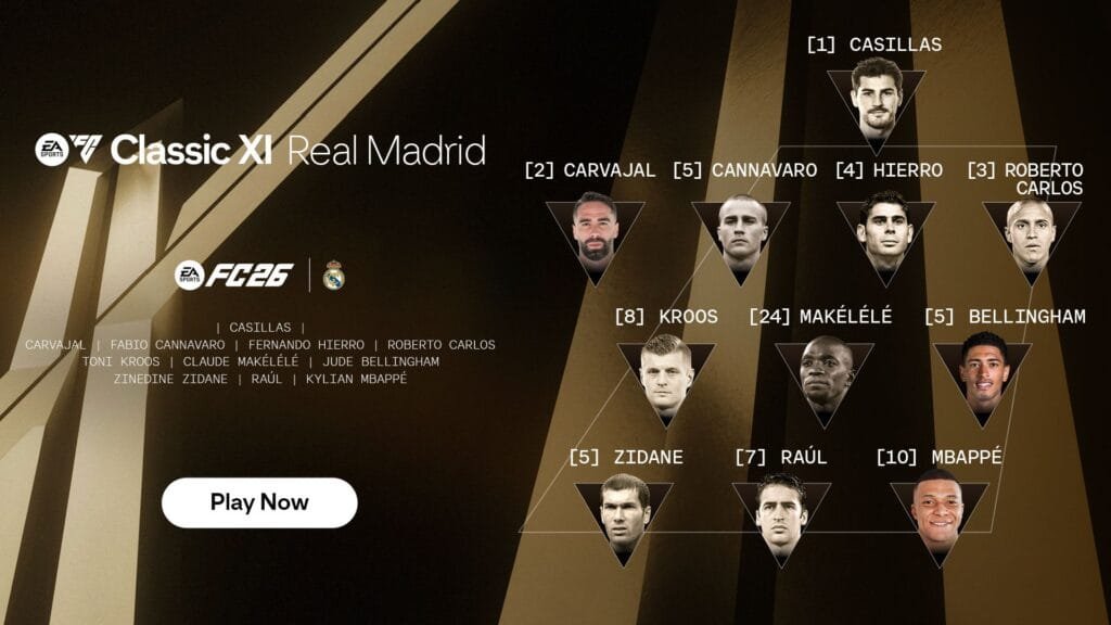 EA SPORTS FC 26 Classic XI: Los equipos leyenda ya están disponibles 1 Real Madrid Classic XI con Zidane en EA Sports FC 26