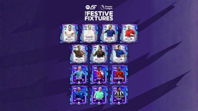 Cartas de jugadores Premier League en evento Encuentros Festivos de FC Mobile con Haaland Saka y Bruno Fernandes