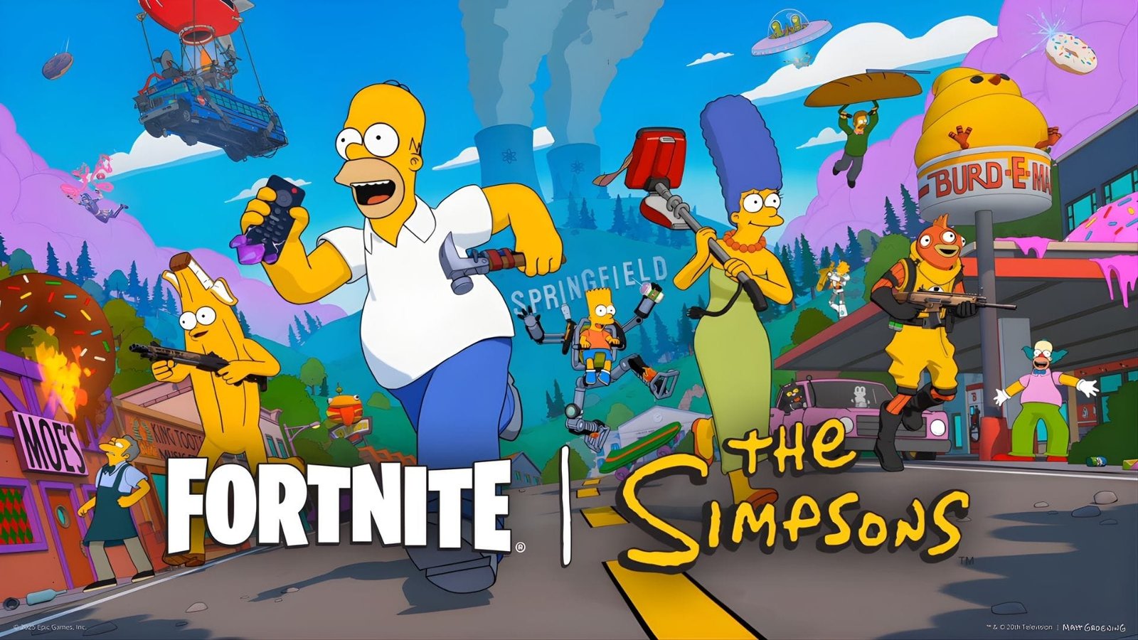 fortnite-los-simpson-springfield-mapa-2025 Mapa de Springfield en Fortnite mostrando locaciones icónicas de Los Simpson como la casa familiar y la Taberna de Moe