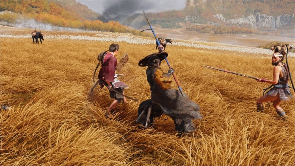 Sistema de combate de Ghost of Yotei mostrando las cinco armas disponibles en batalla