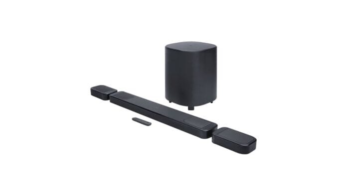 JBL Bar Pro MK2 con efecto de sonido envolvente Dolby Atmos en sala de estar gaming