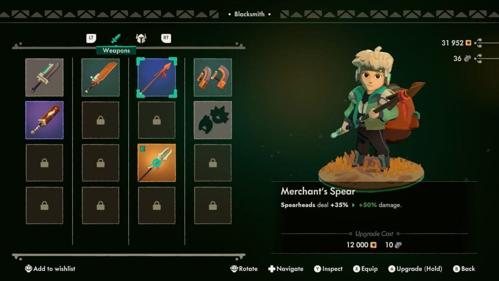 Sistema de tienda en Moonlighter 2 con clientes y configuración de precios