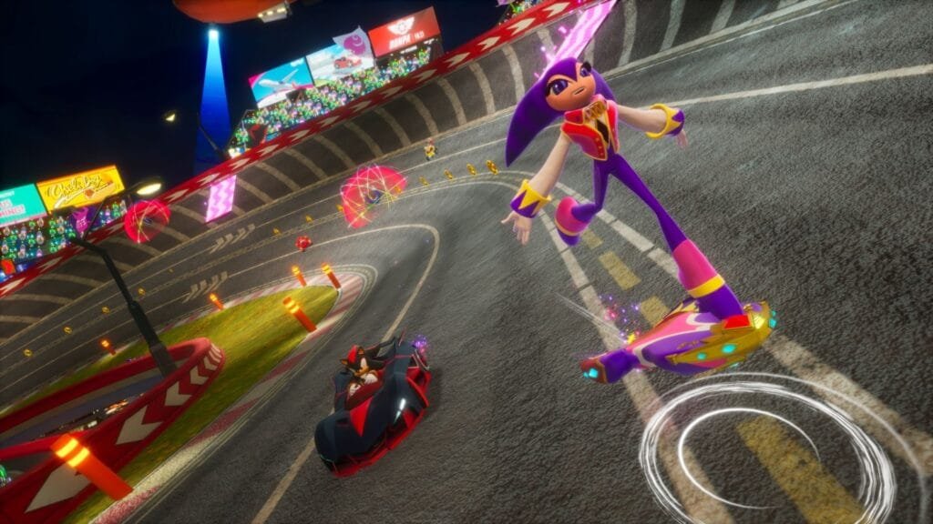 Vehículo Dream Sleeper de NiGHTS en Sonic Racing CrossWorlds con detalles del diseño