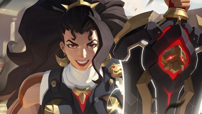 Vendetta empuñando su espada Palatine Fang en el arte promocional de la Temporada 20 de Overwatch 2