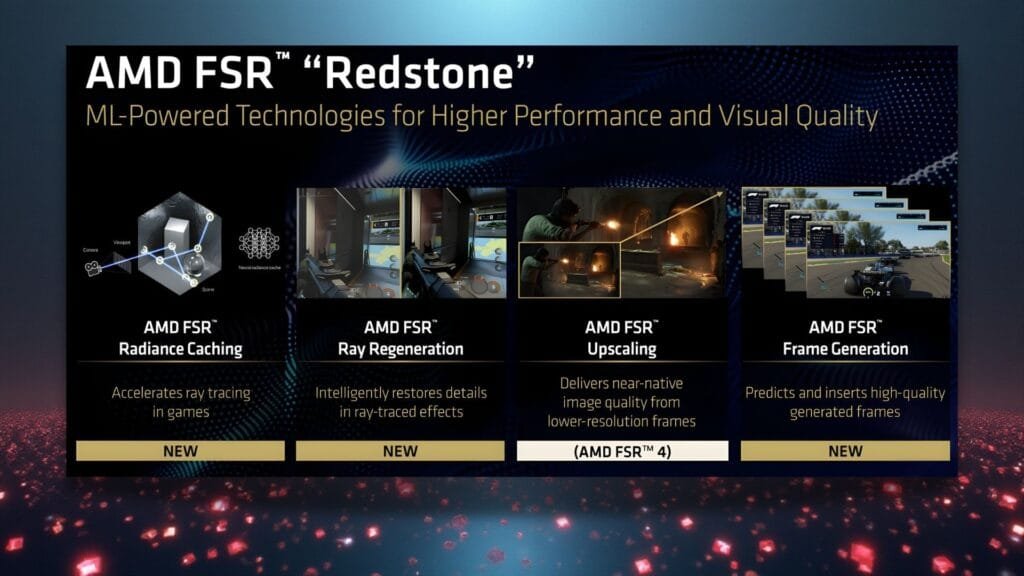AMD FSR Redstone tecnología de upscaling y frame generation con machine learning