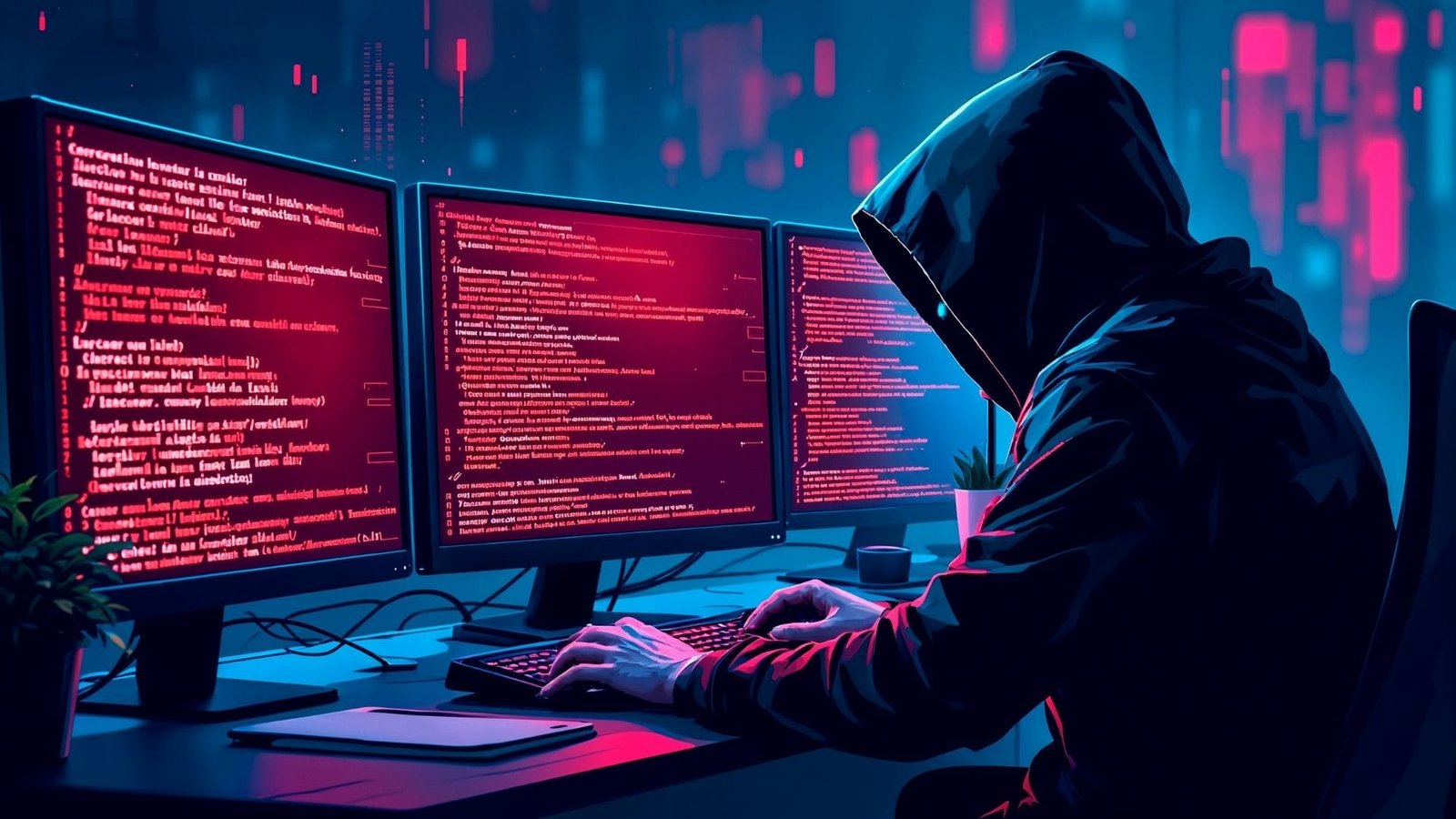 Concepto visual de cibercriminales robando datos personales para vender en dark web