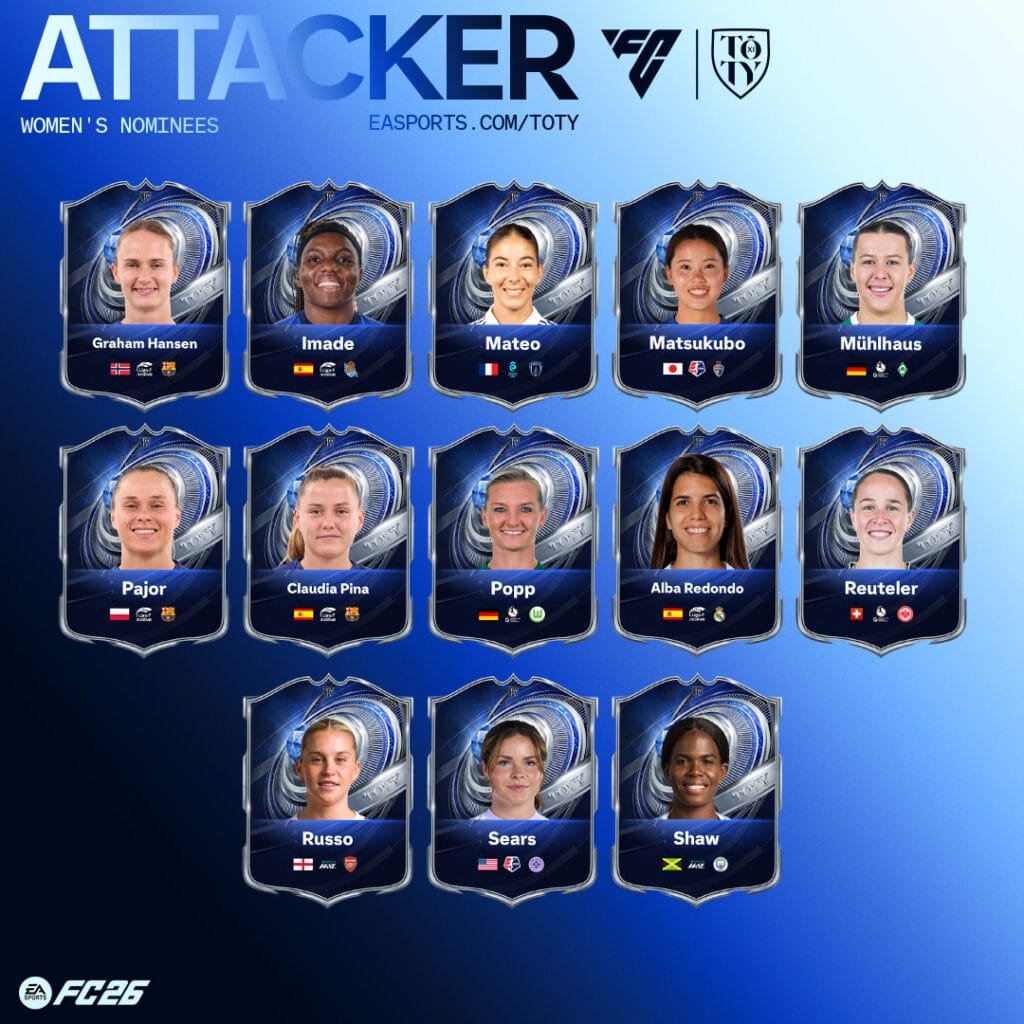 Principales nominadas al TOTY femenino de EA SPORTS FC 26 incluyendo a Linda Caicedo