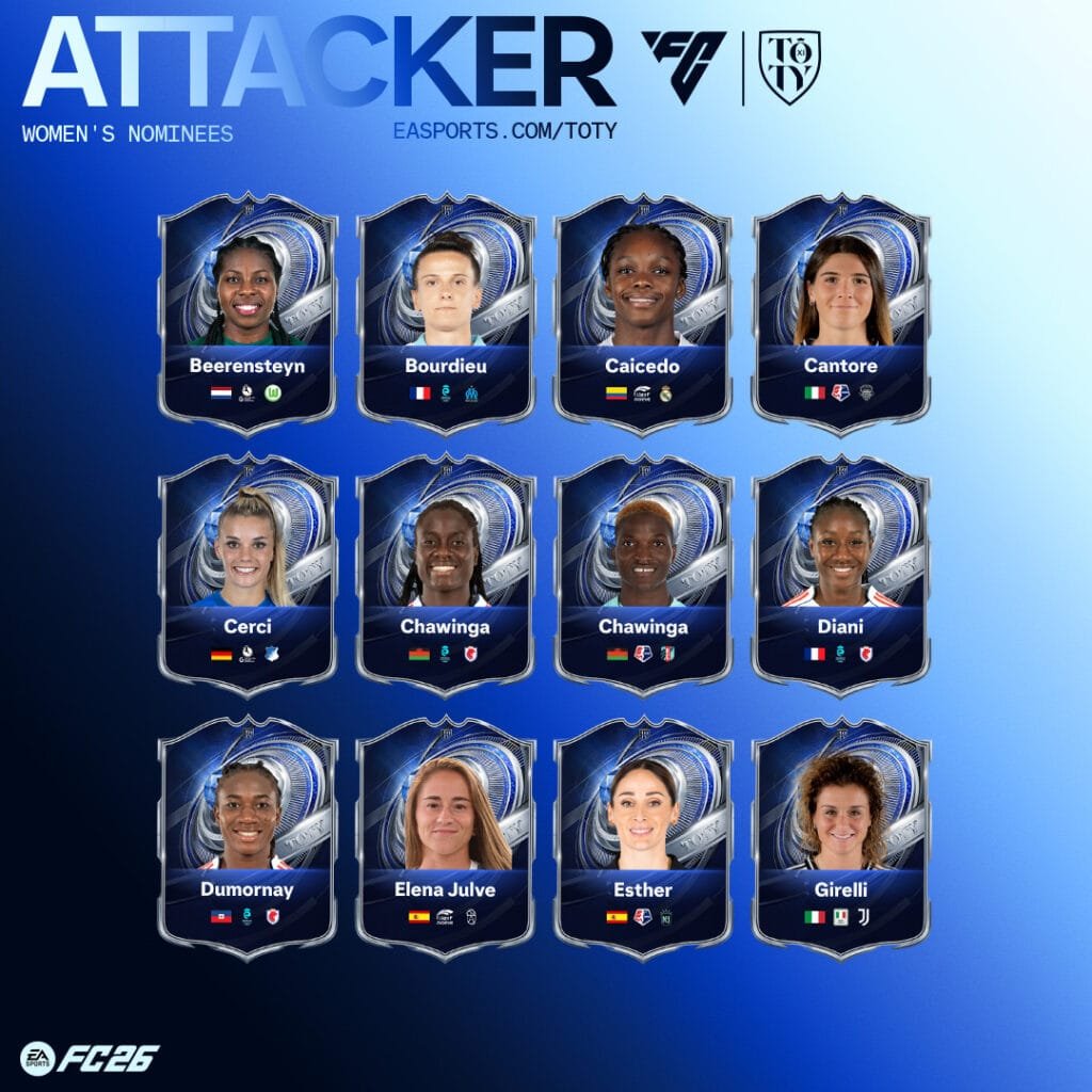 Principales nominadas al TOTY femenino de EA SPORTS FC 26 incluyendo a Linda Caicedo