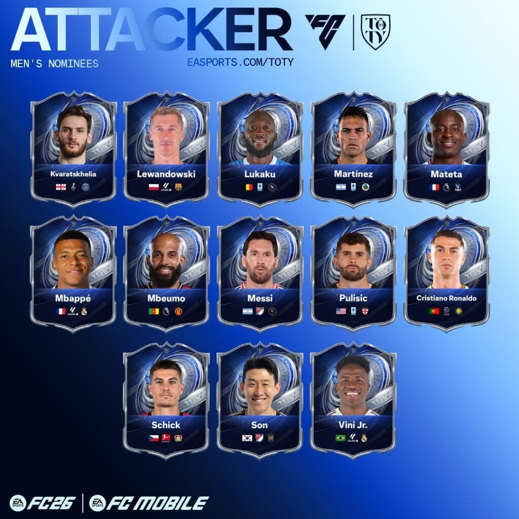 Collage con los principales nominados al TOTY masculino de EA SPORTS FC 26