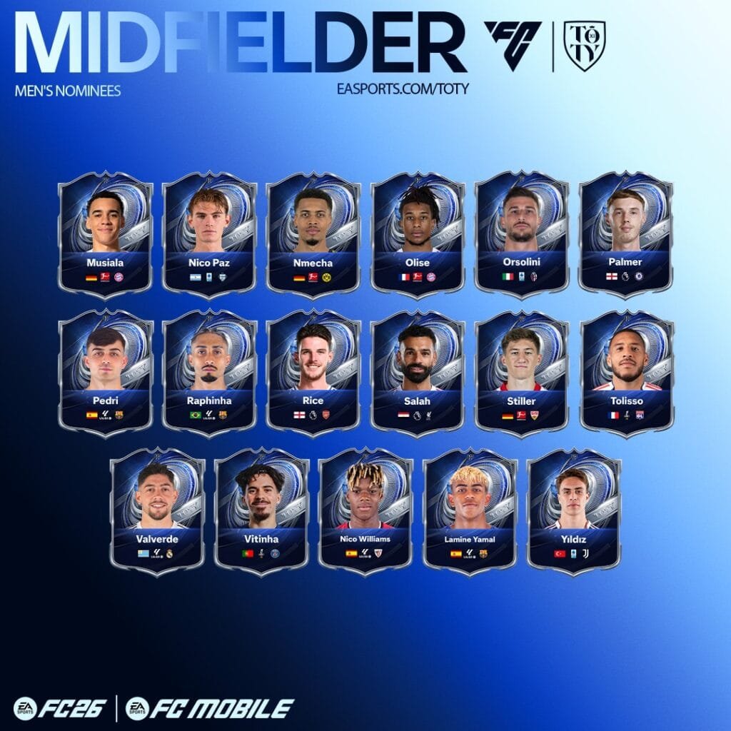 Collage con los principales nominados al TOTY masculino de EA SPORTS FC 26