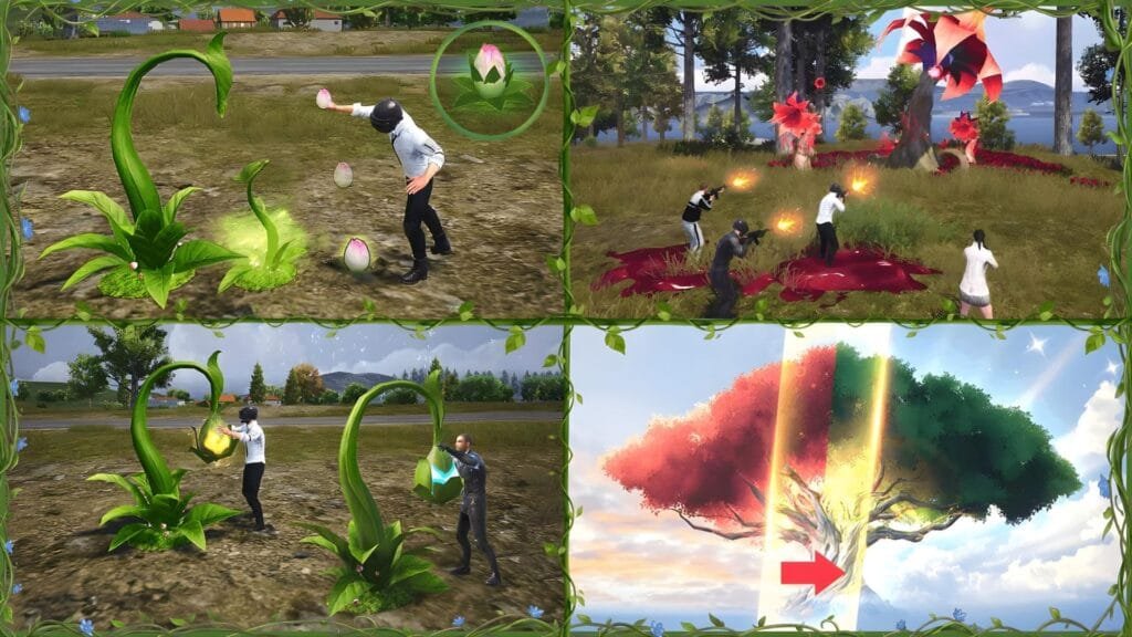 magen oficial de PUBG Mobile 4.2 mostrando el modo temático Génesis del Árbol Primordial con el Árbol Primordial brillante