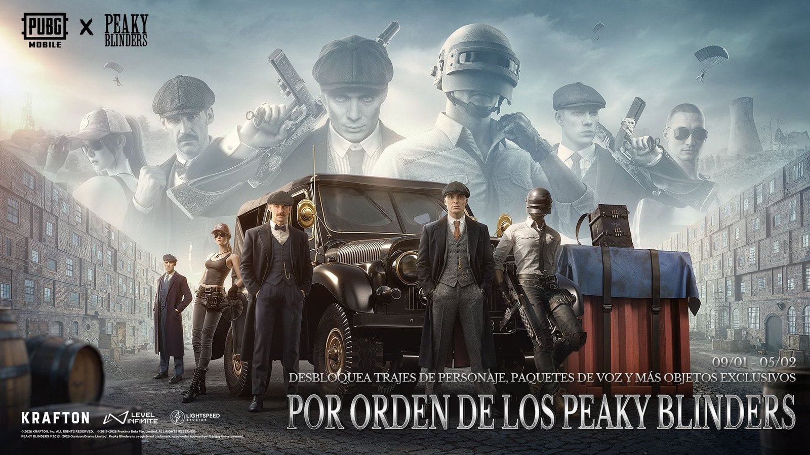 Skin de Thomas Shelby en PUBG MOBILE durante gameplay con metralleta Thompson