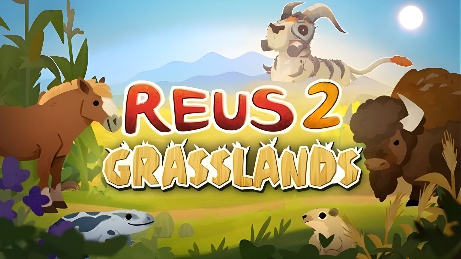 Bioma Estepa de Reus 2 con Bisonte, Lavanda y Perro de las Praderas en paisaje estepario