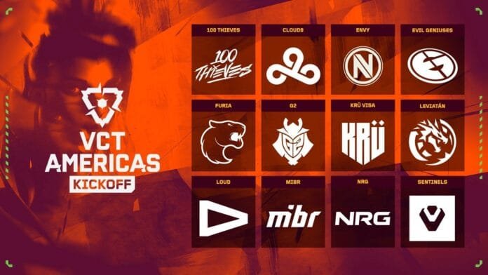 Los 12 equipos clasificados al VCT Americas Kickoff 2025 incluyendo LOUD, KRÜ y Leviatán