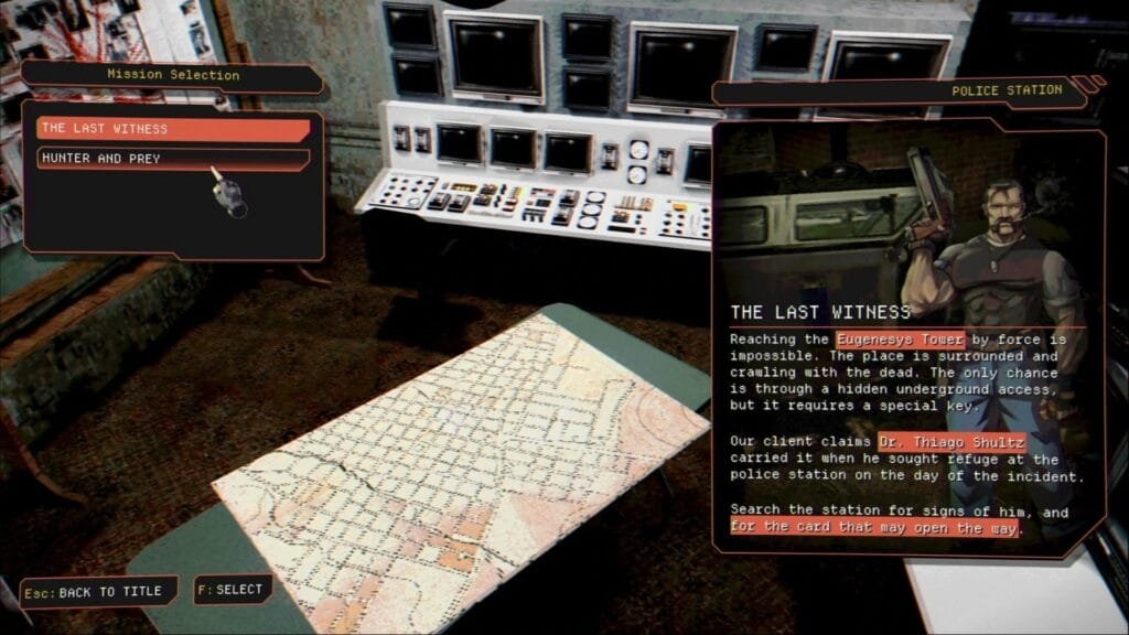 Vultures menu seleccion misiones The Last Witness juego indie colombiano