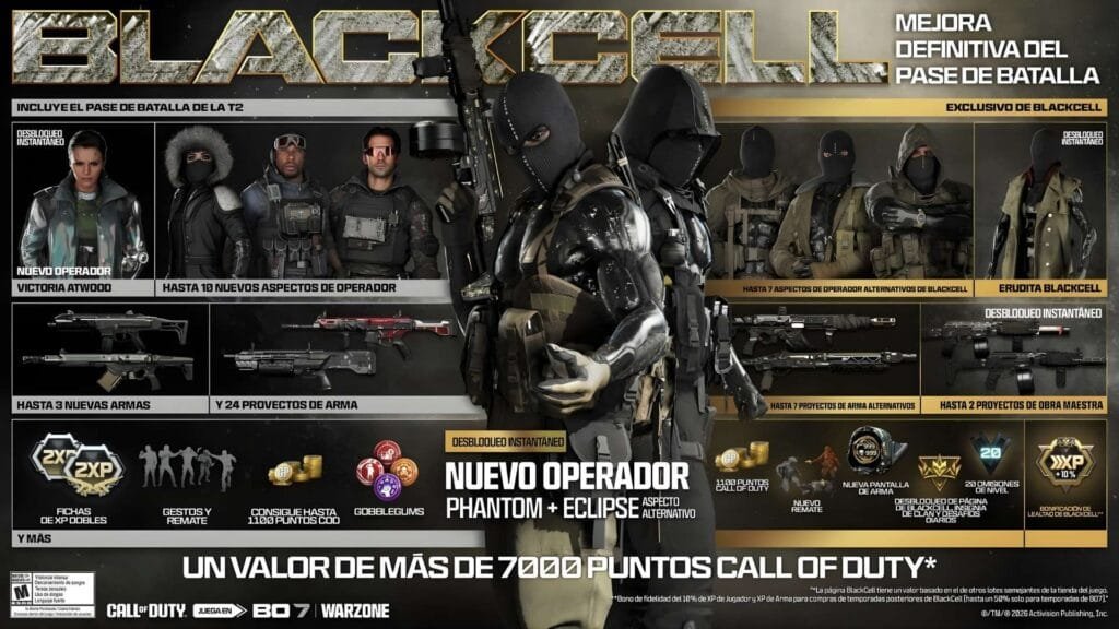 Call of Duty BlackCell Temporada 2 operador Phantom skin Eclipse Mastercraft AK-27 recompensas exclusivas