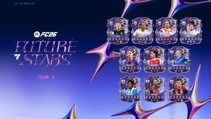 EA Sports FC 26 Futuras Estrellas Equipo 2 cartas Ultimate Team Calafiori Fermín López Nico Paz