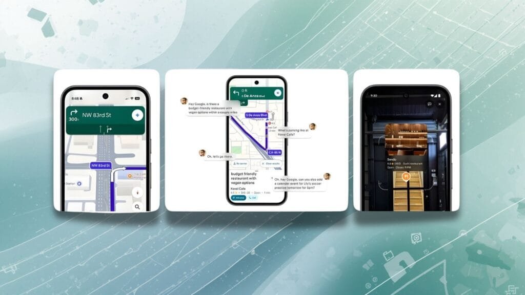 Ciclista usando Gemini en Google Maps con comandos de voz para navegación manos libres en ciclorrutas Colombia