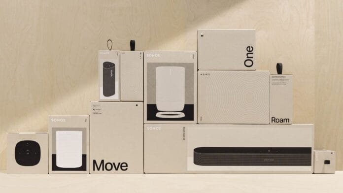 Empaques sostenibles productos Sonos Arc Ultra Era 100 Move 2 Ace materiales reciclados diseño ecológico