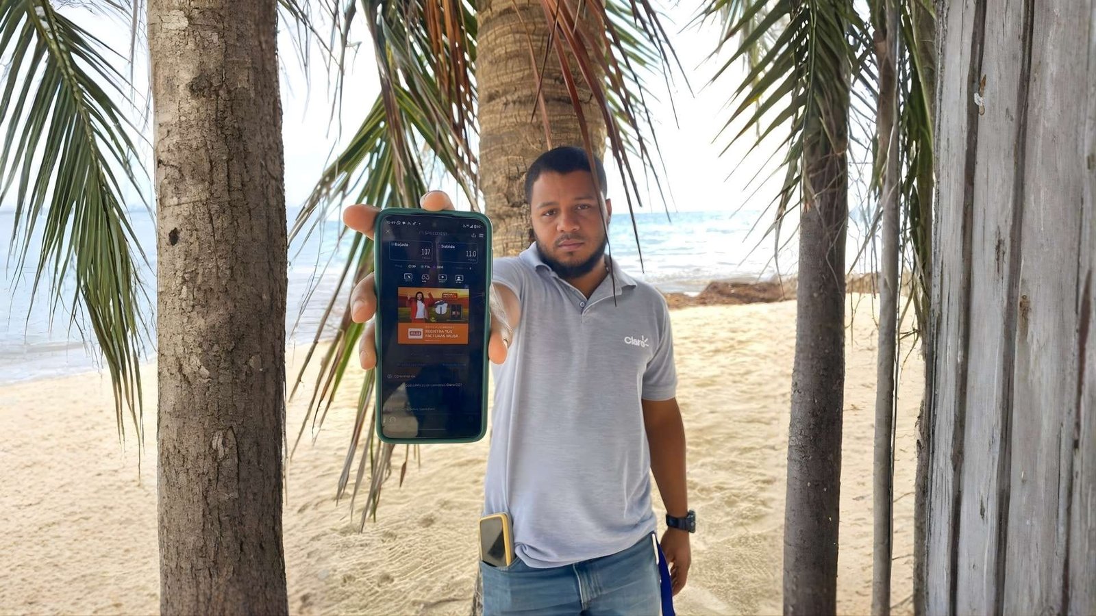 claro-5g-san-andres-cobertura-colombia-2026 Cobertura 5G Claro en San Andrés Colombia — prueba de velocidad en la playa