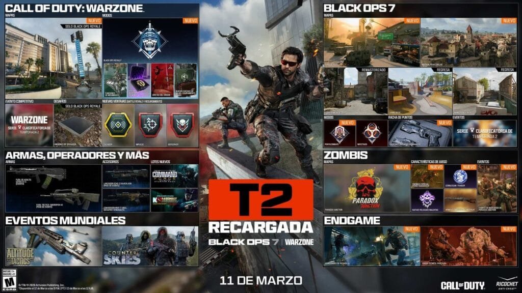 Contenido Temporada 2 Recargada Black Ops 7 Warzone marzo 2026 mapas modos armas