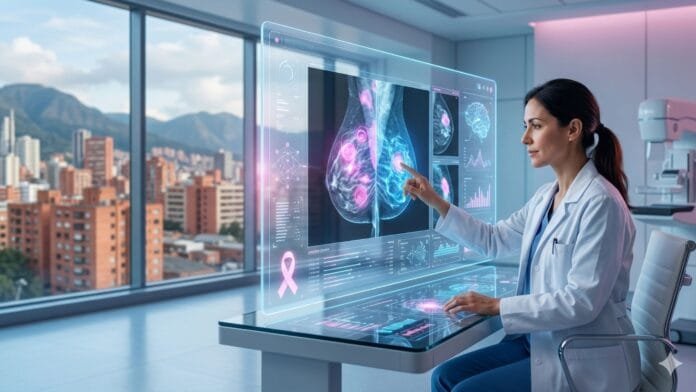 Médica colombiana analiza mamografía con inteligencia artificial para detección temprana de cáncer de mama