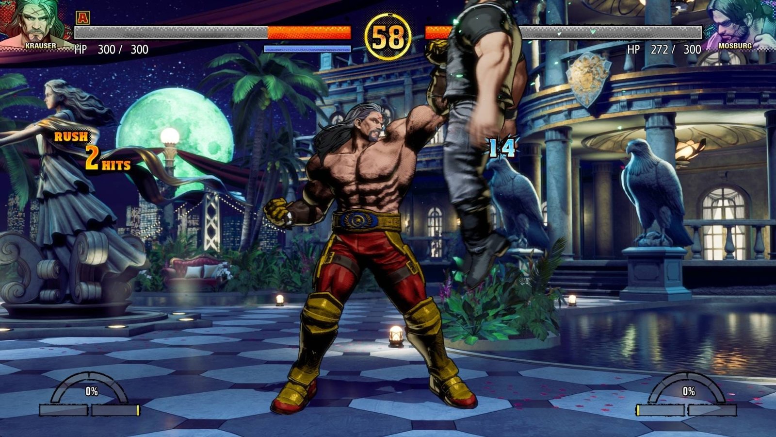 krauser-fatal-fury-city-of-the-wolves-dlc-temporada-2-combate Krauser peleando contra Mosburg en Fatal Fury City of the Wolves DLC Temporada 2