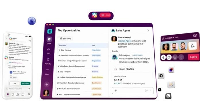Slack plataforma agéntica con agentes de IA integrados en el flujo de trabajo empresarial