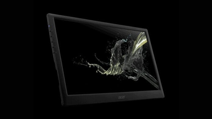 Monitor portátil Acer PM161Q conectado con USB-C como segunda pantalla