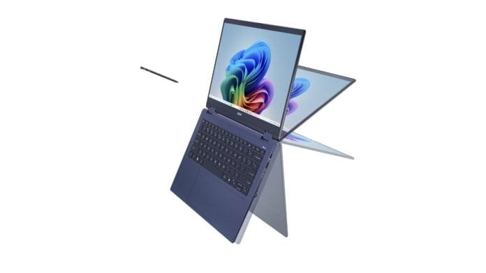 acer-swift-spin-14-ai-aspire-go-15-computex-2026 Acer Swift Spin 14 AI convertible azul cobalto Snapdragon X2 Elite Computex 2026