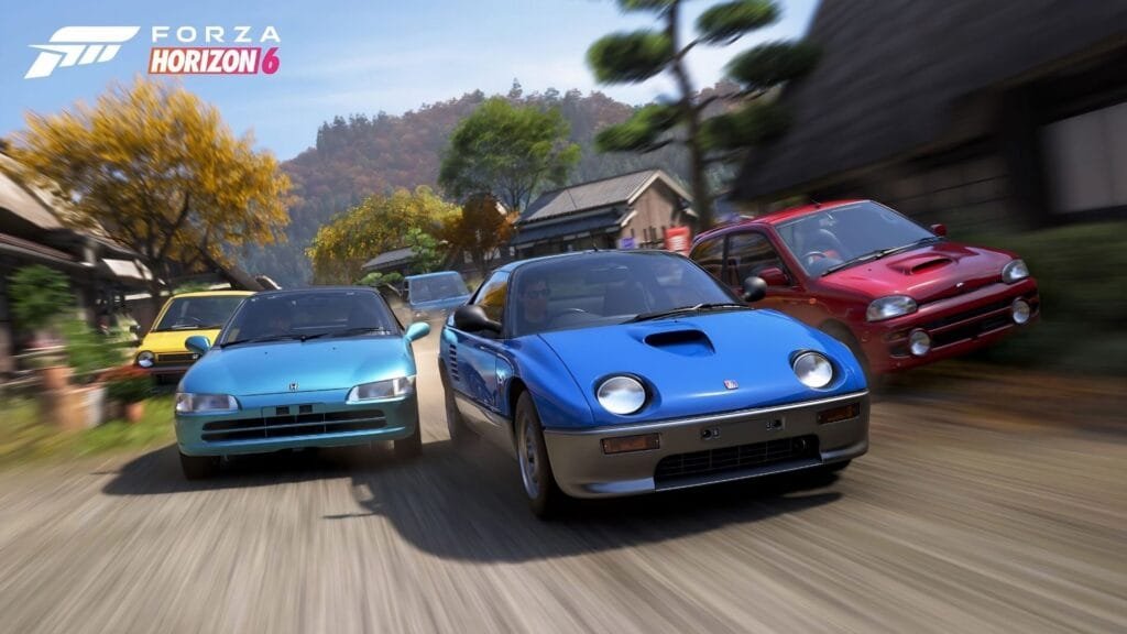 Forza Horizon 6 kei cars japoneses en carretera rural con Honda Beat disponible en Xbox Game Pass