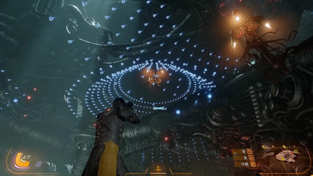 Saros PS5 bullet hell jefe proyectiles gameplay roguelike análisis completo