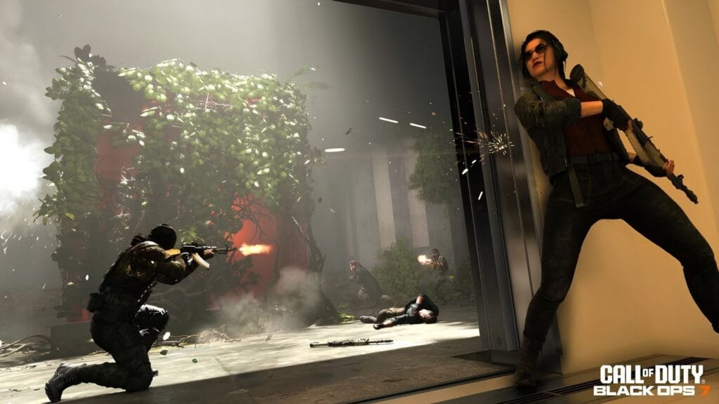 Combate en los pasillos interiores del mapa Liminal de Black Ops 7