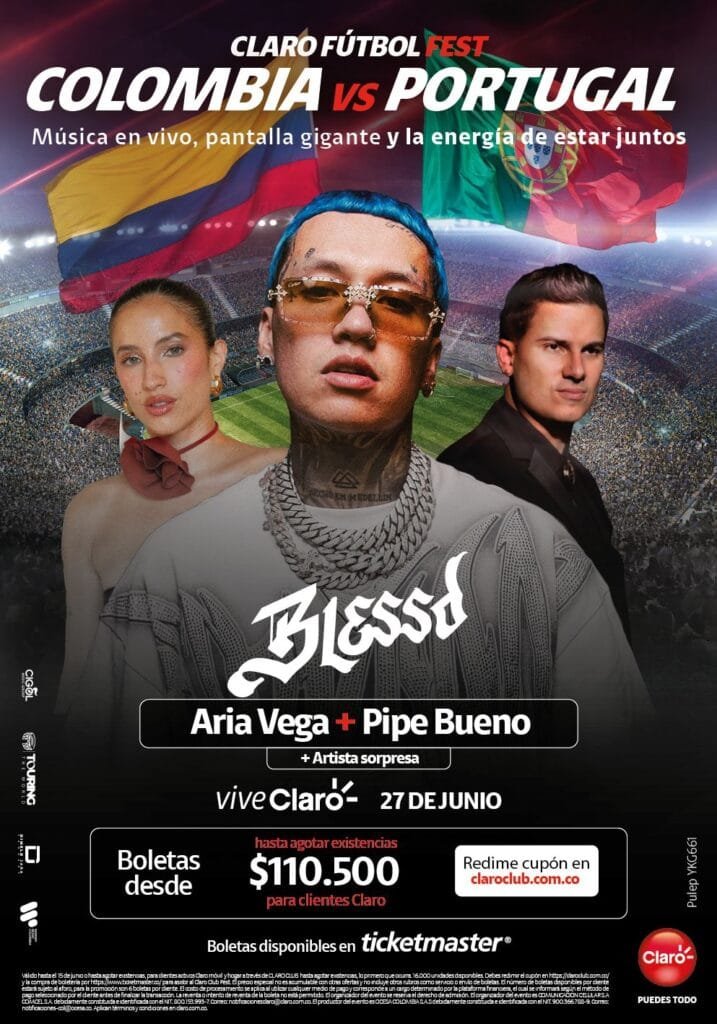 Dónde ver Colombia vs. Portugal en Bogotá: el Claro Fútbol Fest reúne a Blessd y 45.000 hinchas con entradas desde $110.500 1 Pantalla de compra de entradas del Claro Fútbol Fest en Ticketmaster desde $110.500 COP