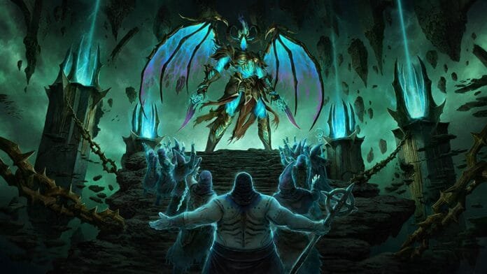 diablo-iv-temporada-14-despertar-muerte Arte oficial de la Temporada 14 de Diablo IV con el Ángel de la Muerte en el Pandemonio