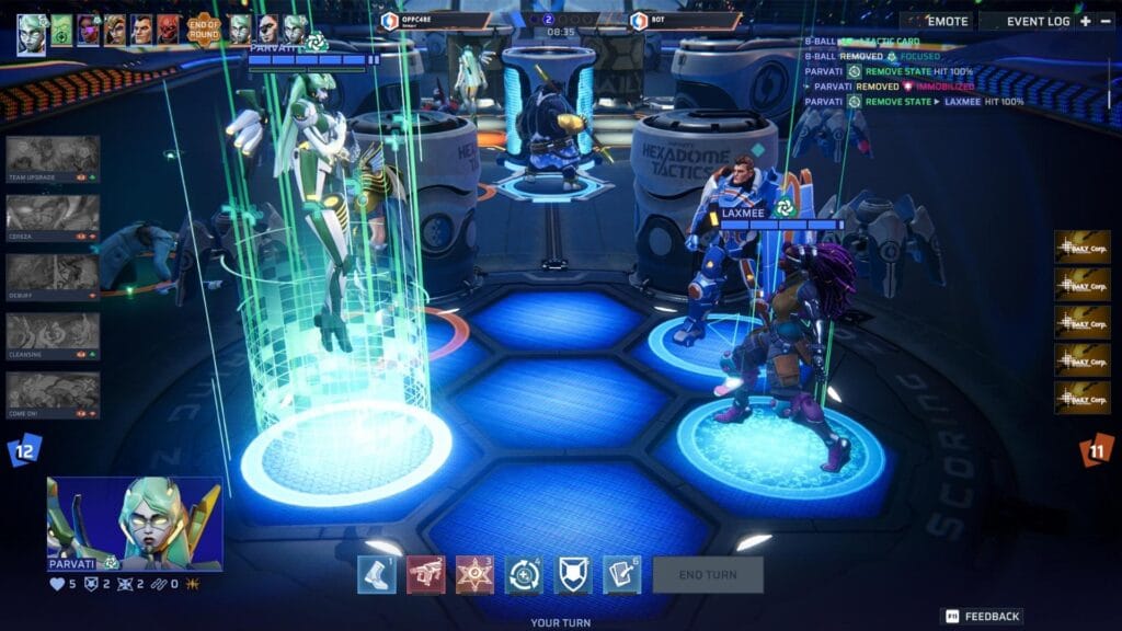 Parvati soporte Infinity HexaDome Tactics combate en arena acción por turnos