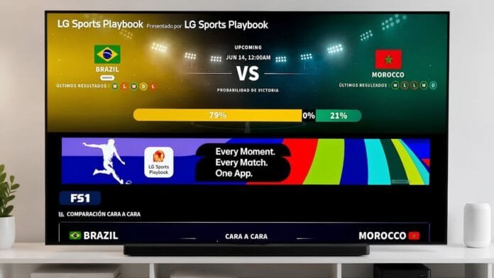 lg-sports-playbook-colombia-smart-tv Smart TV LG con LG Sports Playbook mostrando datos de fútbol en tiempo real en Colombia