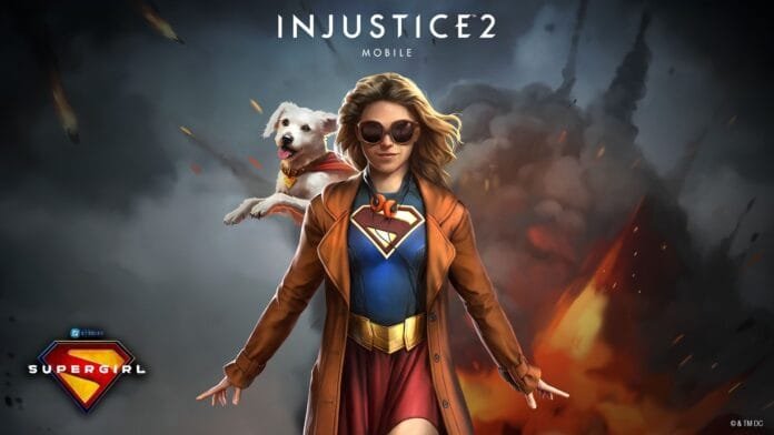 Supergirl del DCU como heroína legendaria en Injustice 2 Mobile con Krypto