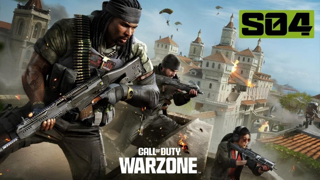 Call of Duty Black Ops 7 Temporada 4: fecha de lanzamiento, nuevos mapas, armas, Zombies, Warzone y Pase de Batalla 2 Warzone Temporada 4 con Torreón de la Fortuna y el logo S04 en la pantalla de carga