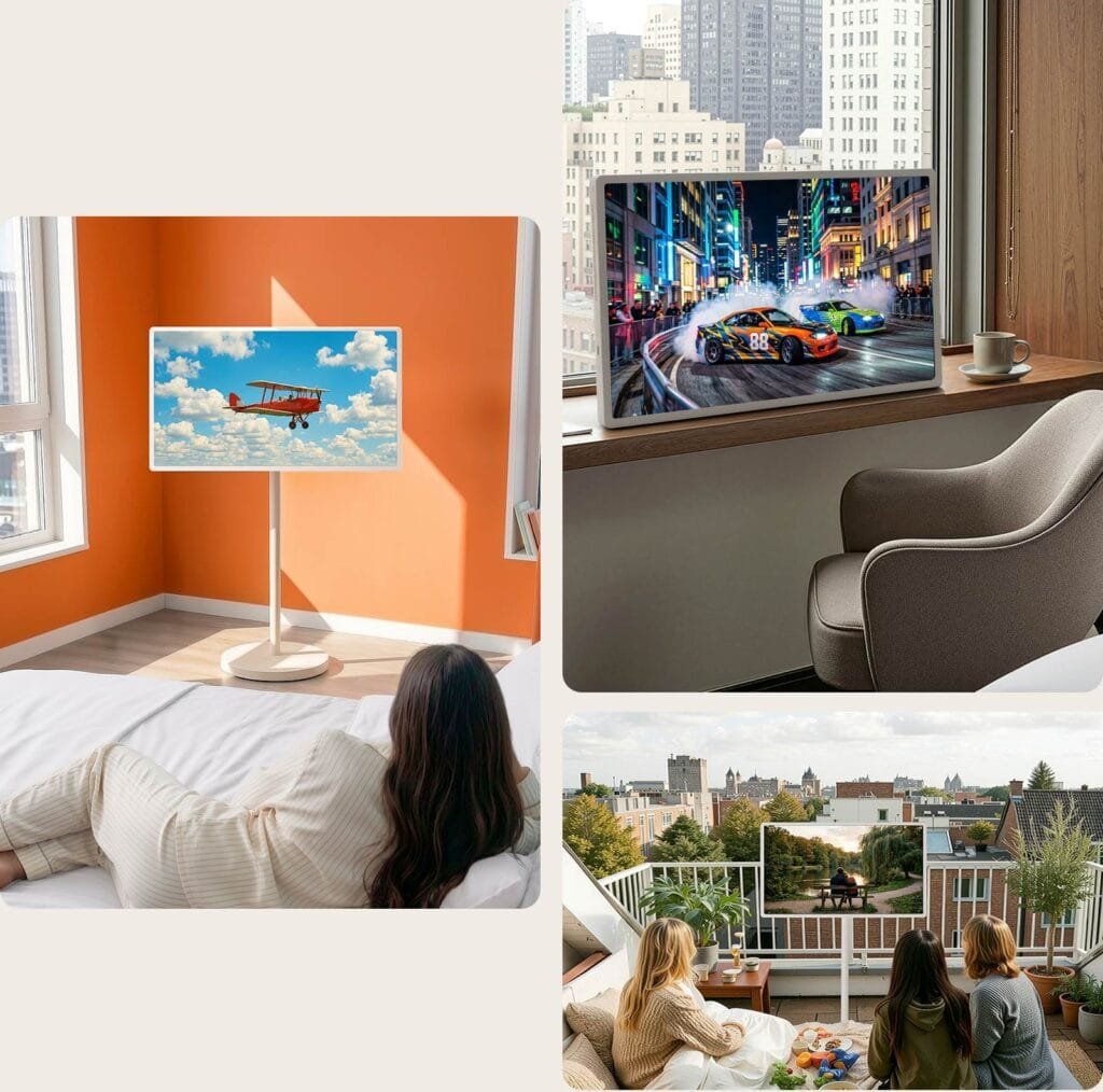 LG presenta el StanbyME 2 Max: pantalla táctil 4K de 32 pulgadas, batería de 4.5 horas y precio oficial en dólares 1 LG StanbyME 2 Max usado en distintos espacios del hogar